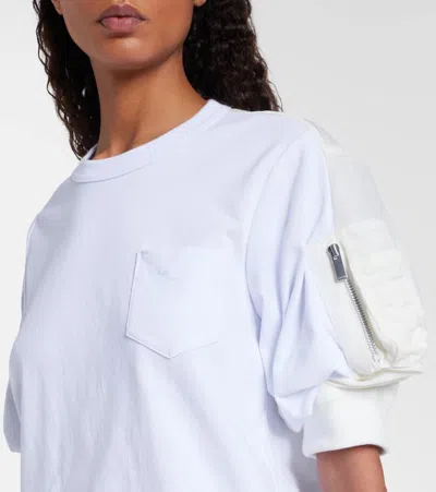 Sacai Cotton T-shirt With Balloon Sleeve In White