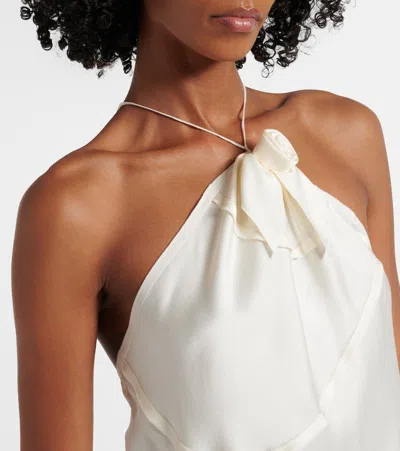 Victoria Beckham Gathered Halterneck Top In White