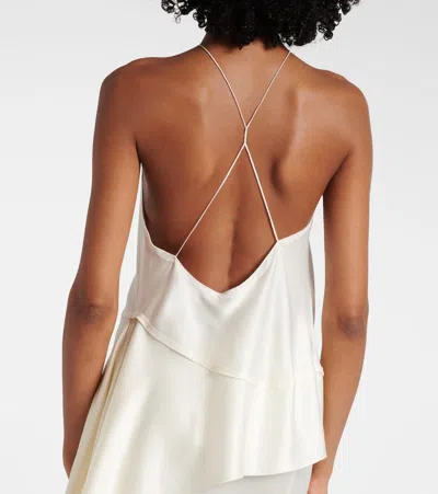 Victoria Beckham Gathered Halterneck Top In White