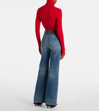 Victoria Beckham Alina Stretch High Rise Straight Leg Jeans In Medium Wash