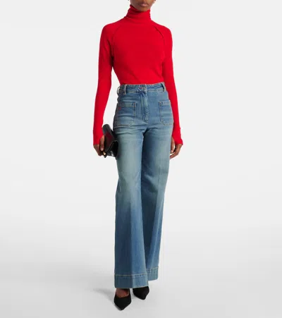 Victoria Beckham Alina Stretch High Rise Straight Leg Jeans In Medium Wash