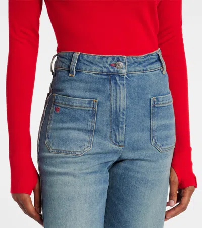 Victoria Beckham Alina Stretch High Rise Straight Leg Jeans In Medium Wash