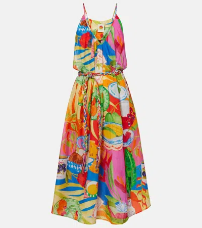 Farm Rio Multicolor Summer Picnic Midi Dress