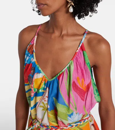 Farm Rio Multicolor Summer Picnic Midi Dress