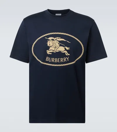 Burberry Knight Stamp Cotton T-shirt In Black