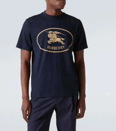 Burberry Knight Stamp Cotton T-shirt In Black