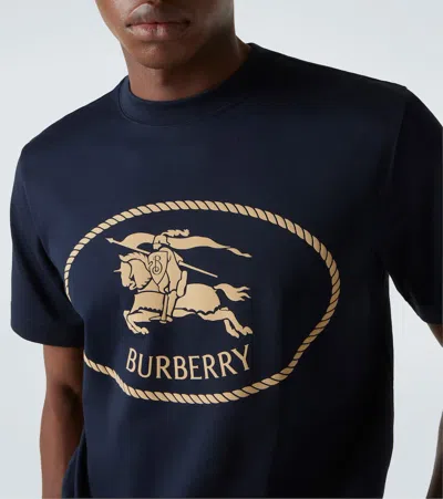 Burberry Knight Stamp Cotton T-shirt In Black