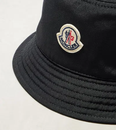 Moncler Cotton Lining Stitched Brim Hat In Black