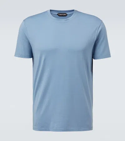 Tom Ford Classic Crewneck Short-sleeved T-shirt In Blue