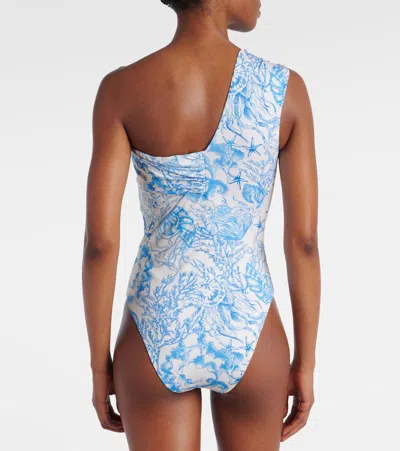 Versace One-shoulder Swimsuit In Blue