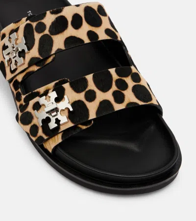Tory Burch Round Toe Double Strap Animal Print Sandals In Multi