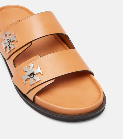 Tory Burch T-lock Leather Sport Slide Sandals In Orange