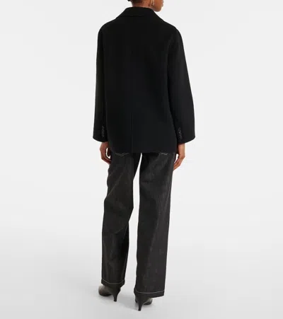 S Max Mara Lukas Wool Double Breasted Short Coat In Black
