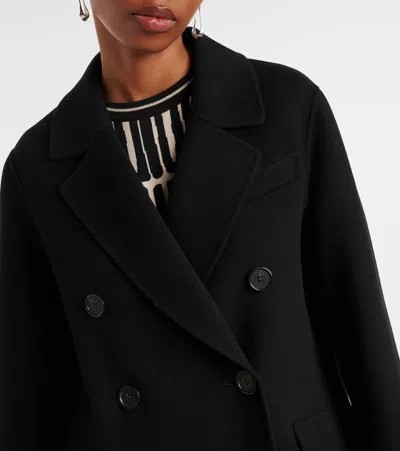 S Max Mara Lukas Wool Double Breasted Short Coat In Black