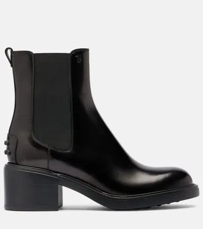 Tod's Leather Chelsea Boots In Brown