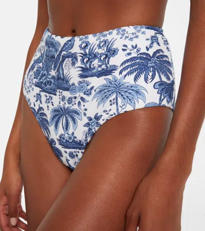 Staud Devon Printed High-rise Bikini Bottom In White