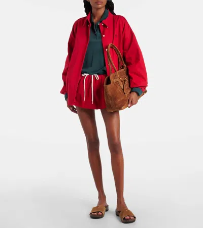 Miu Miu Poplin Mini Flared Skirt With Side Pockets In Red