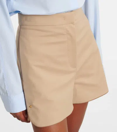 Max Mara Orbita High-rise Cotton-blend Shorts In Neutral