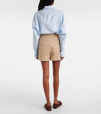 Max Mara Orbita High-rise Cotton-blend Shorts In Neutral