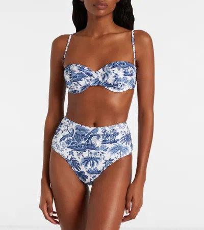 Staud Jo Printed Recycled Underwired Balconette Bikini Top In Multi