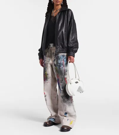 Acne Studios Zip-up Leather Jacket In Brown