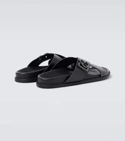 Dolce & Gabbana Calfskin Sandal In Black