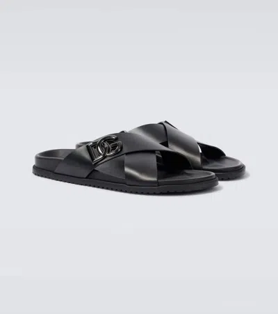 Dolce & Gabbana Calfskin Sandal In Black