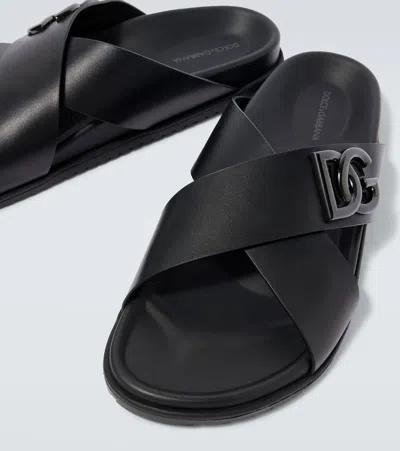 Dolce & Gabbana Calfskin Sandal In Black
