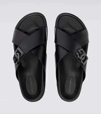 Dolce & Gabbana Calfskin Sandal In Black