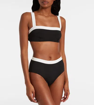 Staud Devon High-rise Bikini Bottoms In Black