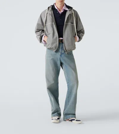 Miu Miu Checked Technical Jacket In Gray