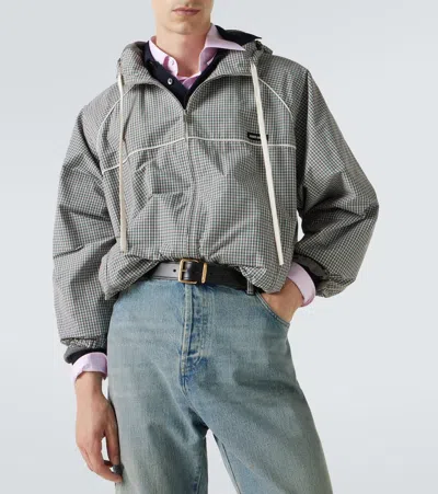 Miu Miu Checked Technical Jacket In Gray
