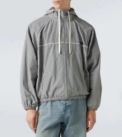 Miu Miu Checked Technical Jacket In Gray