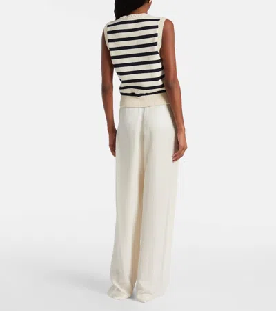 Frame The Harbor Button-embellished Striped Cotton-blend Vest In Neutral