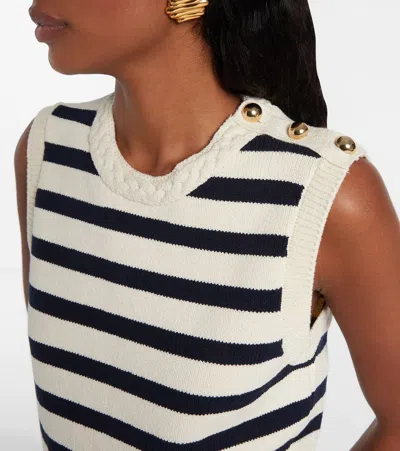 Frame The Harbor Button-embellished Striped Cotton-blend Vest In Neutral