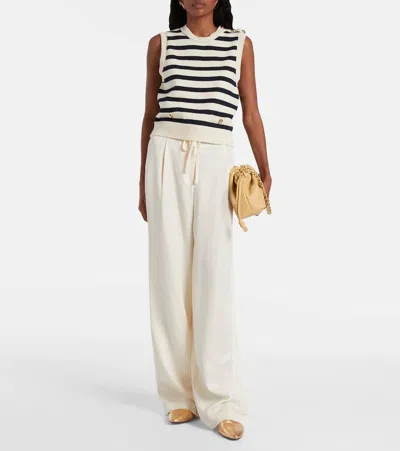 Frame The Harbor Button-embellished Striped Cotton-blend Vest In Neutral