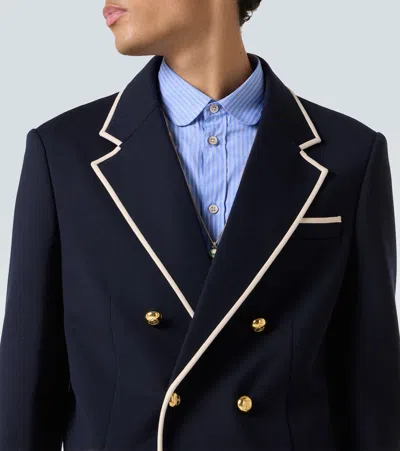 Valentino Double-breasted Blazer Gold Buttons In Black