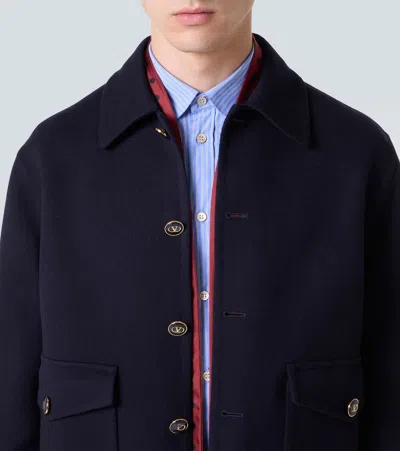 Valentino Knitted Bomber Jacket In Blue