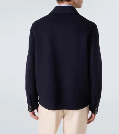 Valentino Knitted Bomber Jacket In Blue