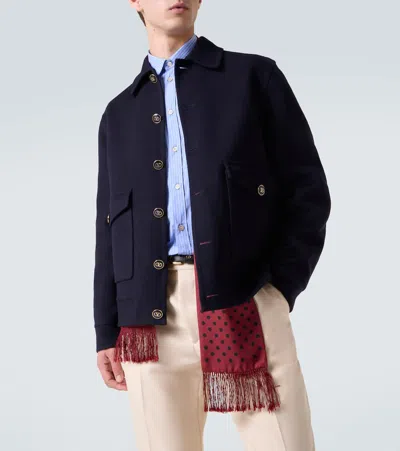 Valentino Knitted Bomber Jacket In Blue