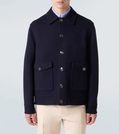 Valentino Knitted Bomber Jacket In Blue