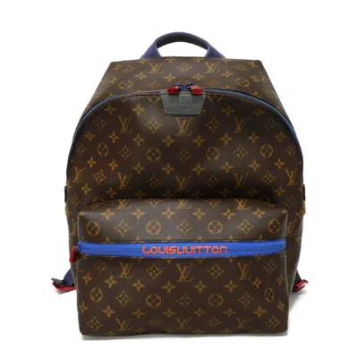 Pre-owned Louis Vuitton Blue Brown Monogram Taiga Leather Monogram Backpack ()