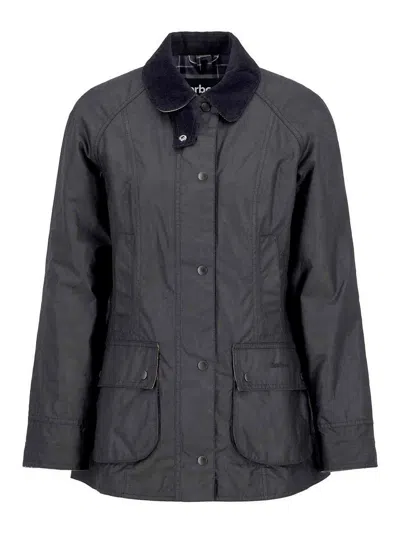 Barbour Black Coat With Button-up Front In Blue