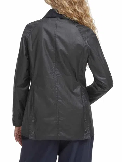 Barbour Black Coat With Button-up Front In Blue