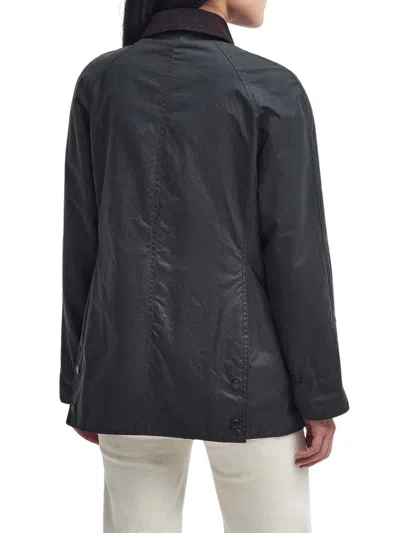 Barbour Classic Button-up Coat With Corduroy Collar In Black