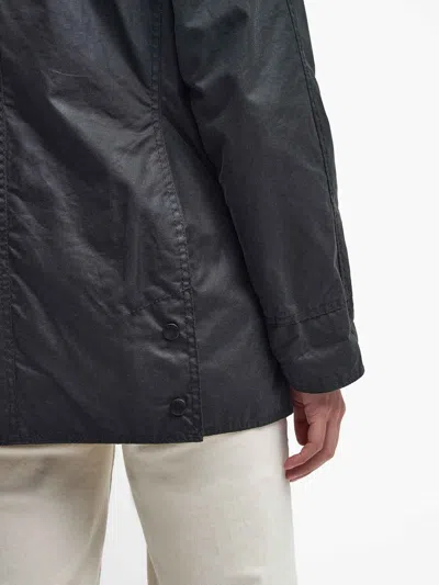 Barbour Classic Button-up Coat With Corduroy Collar In Black