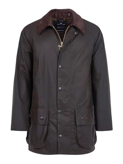 Barbour Brown Button-up Coat With Corduroy Collar In Brown
