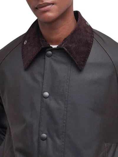 Barbour Brown Button-up Coat With Corduroy Collar In Brown