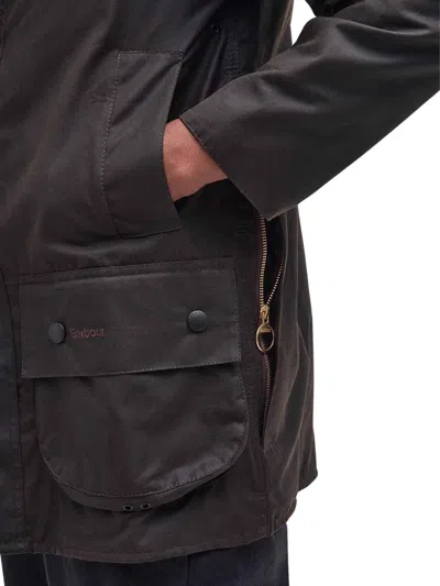 Barbour Brown Button-up Coat With Corduroy Collar In Brown