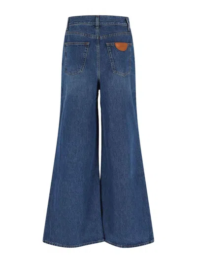 Chloé Chloe' Wide Leg Denim Jeans In Black